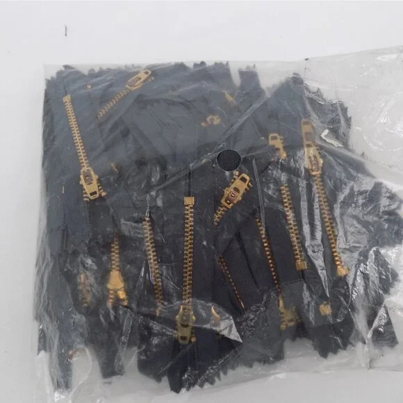 Lot of 100 Metal Zippers Brass 3 inch Sewing Closed End Semi Auto Lock NEW - Picture 4 of 4